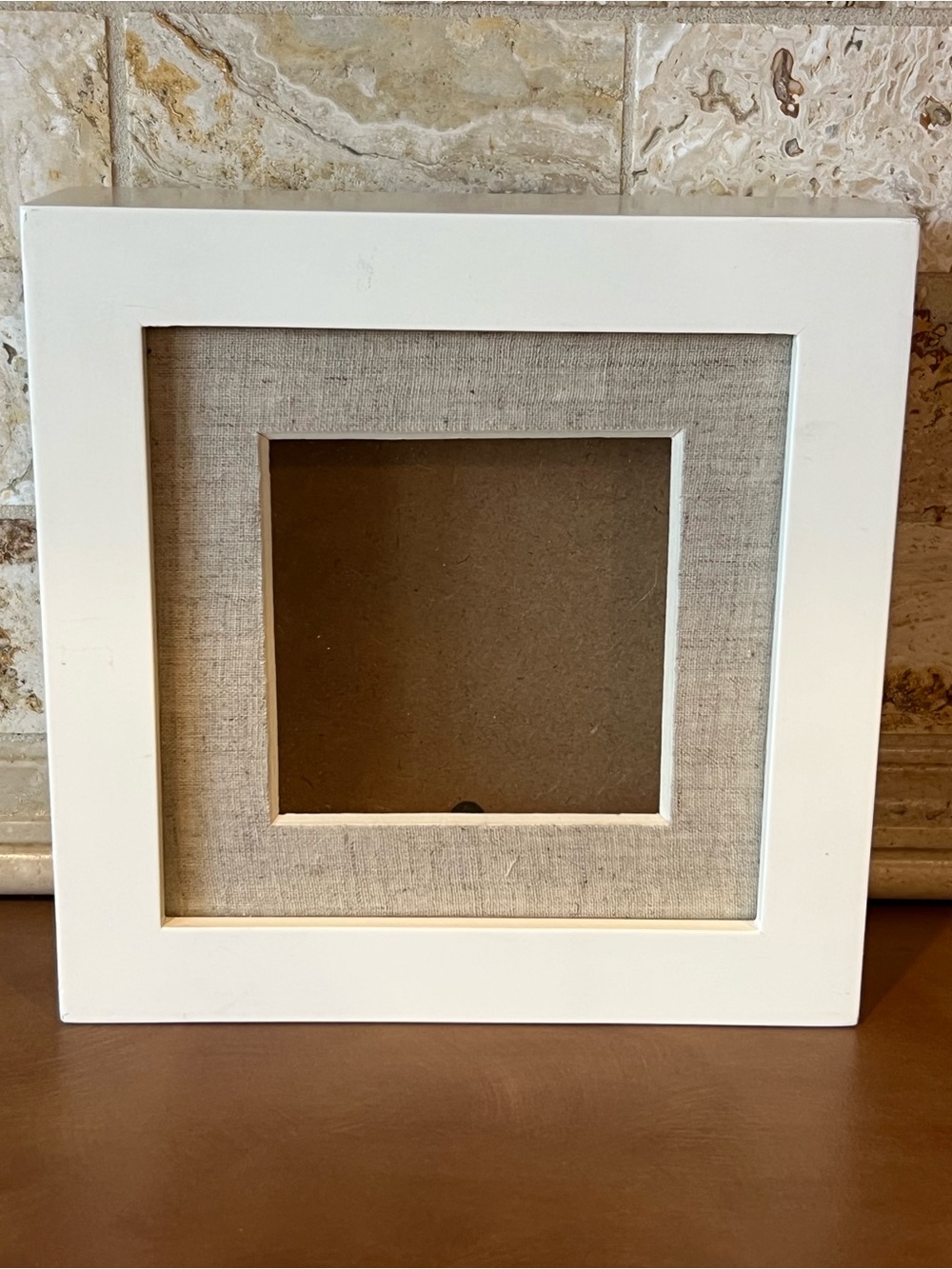 Square, Cream Wooden , Linen-Trimmed Picture Frame by Lane Furniture